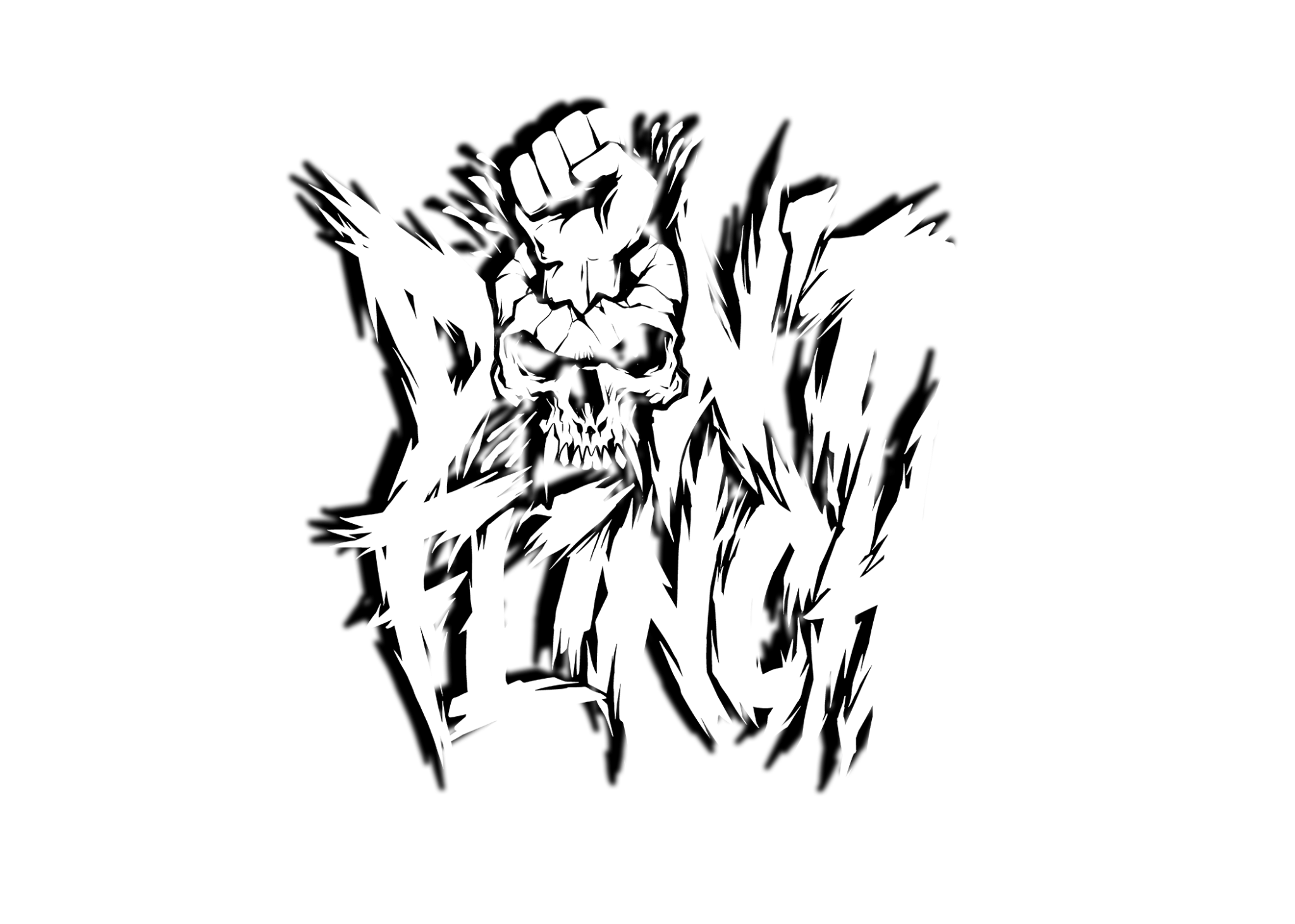 Don't Flinch skull and fist white logo